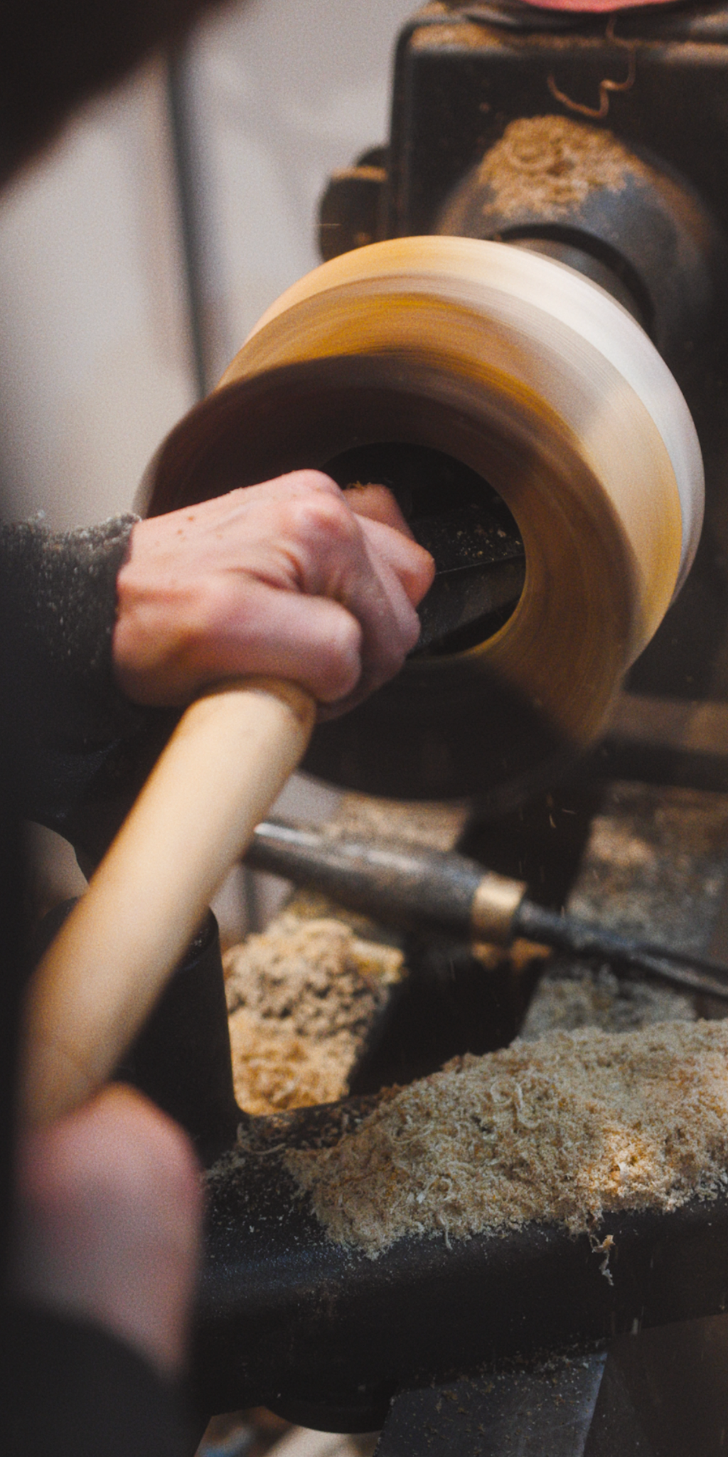 Bobby Keil working on a bowl